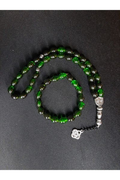 MRYart Green Black Powder Amber Prayer Beads and Bracelet Set