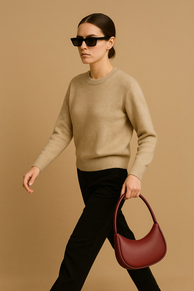 Elory Grace Geantă de umăr Bordeaux pentru femei Nova – croială specială pentru sezonul nou, geantă de mână, curea reglabilă