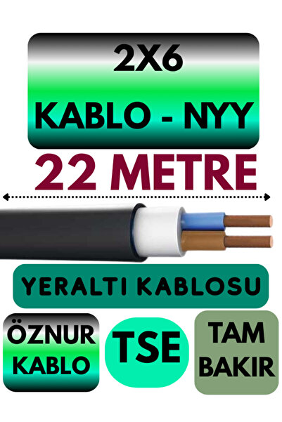 Avarson Öznur 2X6 NYY (Yeraltı Kablosu) Metre Seçenekli 22 METRE