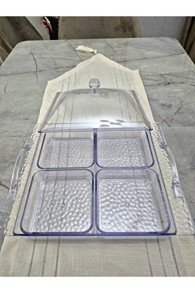 Mustran 6 Piece 4 Compartment Breakfast Set with Lid |   Unbreakable Acrylic Dowry Box with Glass Look