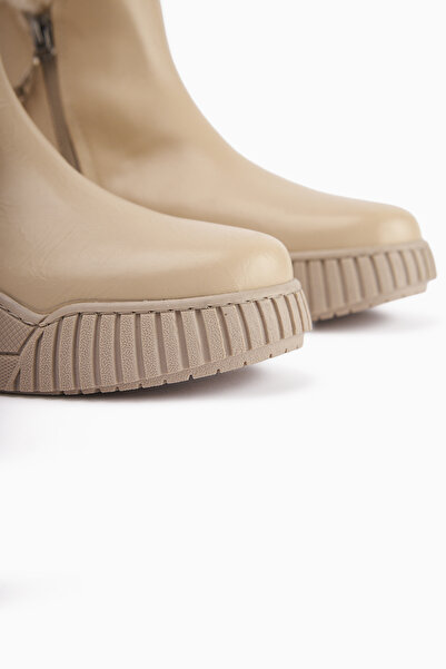 Limoya Γυναικείες αθλητικές μπότες Sora Beige Sheepskin με φερμουάρ