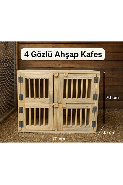 KARAYİĞİT AHŞAP MOBİLYA DEKORASYON 4 Gözlü Ahşap Kafes – Doğal Ahşap, El Yapımı