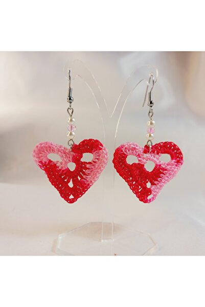 Crystal Atelier Handmade Knitted Heart Earrings – Colorful Hand Knitted Women's Earrings – Stylish Aesthetic Design Gift Jewelry
