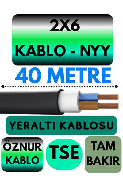 Avarson Öznur 2X6 NYY (Yeraltı Kablosu) Metre Seçenekli 40 METRE
