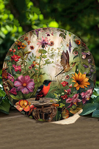 kutuTR Kuş ve Çiçek Desenli UV Baskı 3D GÜRÜNÜMLÜ MDF Duvar Süsü – 33x33 cm &...