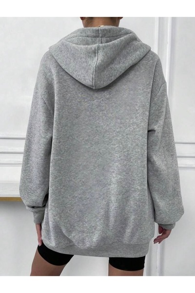 BYMEER Gray Zippered Oversize Sweatshirt Cardigan