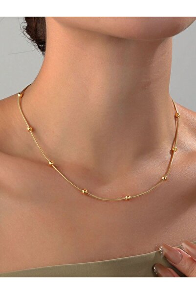 Misens قلادة دوريكا نسائية من الفولاذ مرصعة بحجر ذهبي