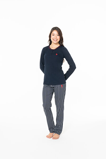 U.S. Polo Assn. Women's Half Placket Collar Pajama Set