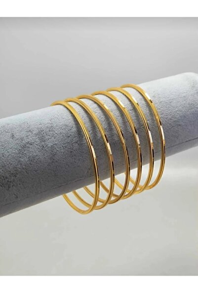 Acarlar Ticaret 22 Ayar Altın Kaplama Tırtıklı Ince Ajda Ray Parlak Sade 1 Adet Bilezik