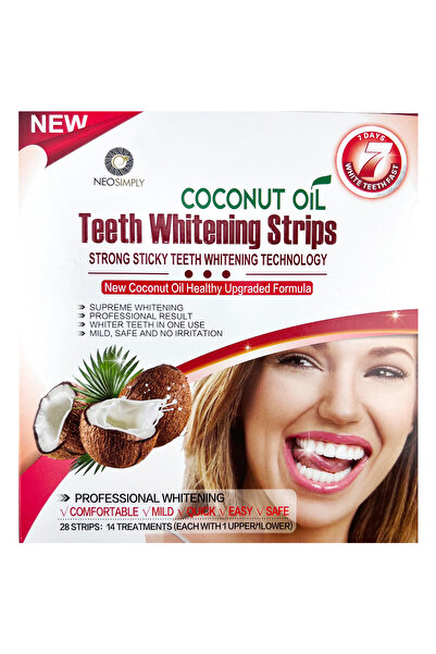 NeoSimply Set Benzi pentru albirea dintilor, fara peroxid cu ulei de cocos, N...