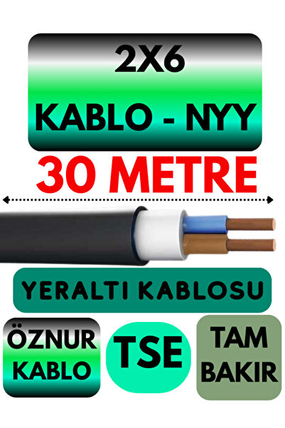 Avarson Öznur 2X6 NYY (Yeraltı Kablosu) Metre Seçenekli 30 METRE