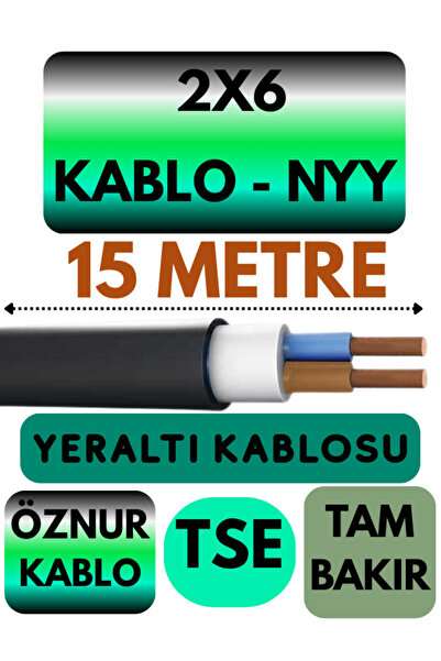 Avarson Öznur 2X6 NYY (Yeraltı Kablosu) Metre Seçenekli 15 METRE