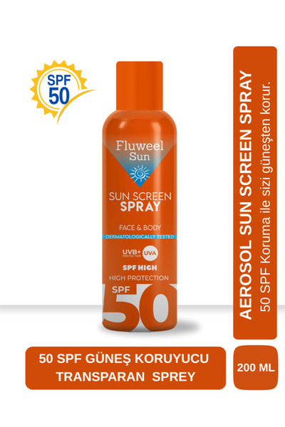 GUNEF FLUWEEL Aerosol Sun Screen Güneş Koruyucu Transparan Sprey 50 Spf 200 ml