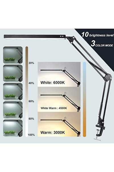 AB HOMES LED Desk Lamp, 10W, Adjustable Angle, 360° Rotation, USB Powered, Adjustable Intensity, Black