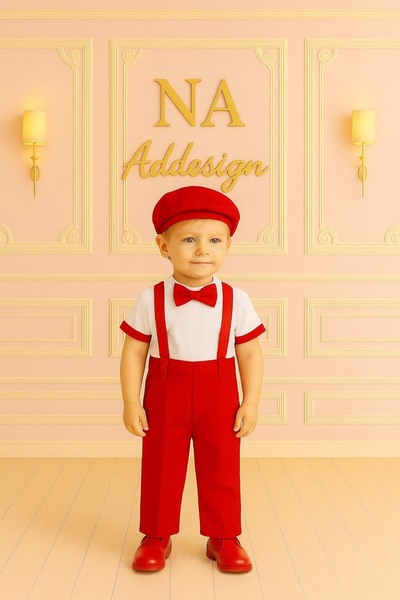 NA ADDESIGN Boy's Stylish Suit, – Includes Double Crepe Blouse, Bow Tie, and Hat in 8 Color Options