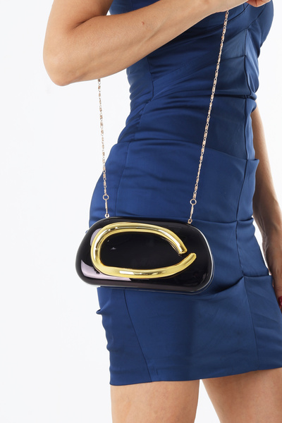 By EDUU Micky Model Black Evening Bag with Strap and Handle