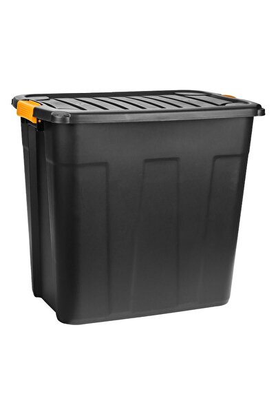 OEM Plastic Storage Box with Lid, 85L, Black, High-Strength, 60x39x54cm