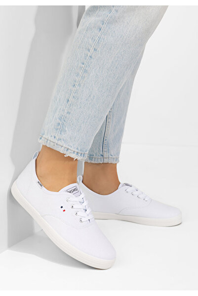 B T Shoes Bílé dámské plátěné tenisky Mikki