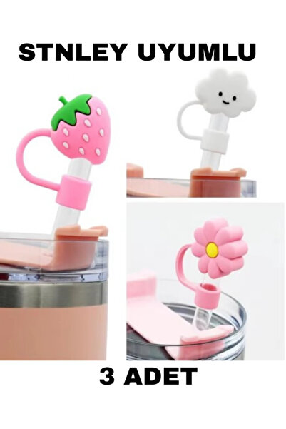 madamina 3 Adet Stnley Quencher Termos Uyumlu Çiçek Aksesuar Çiçek Pipet Koruyucu Pipet Kılıfı Pipet Tıpası