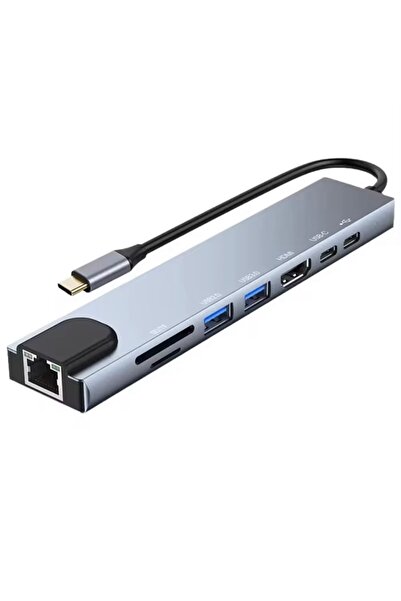 sonx Type-C Çoklu Dönüştürücü – 87W PD, HDMI, 2x USB 3.0, RJ45, SD/TF Kart Gi...