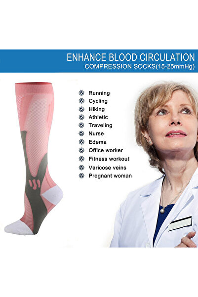 NeoSimply Compression Socks Neosimply® Copper, better blood flow, gradual compression, 40-44, Pink, XXL