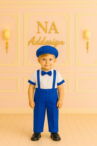 NA ADDESIGN Costum elegant pentru băieți, cu bluză dublă din crep, papion și 8 opțiuni de culoare, inclusiv pălărie