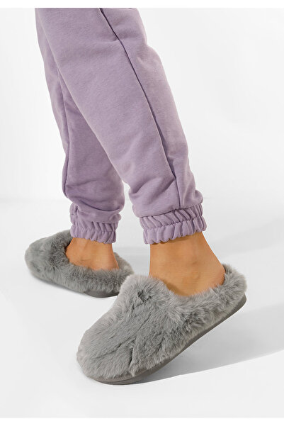 B T Shoes Sivé teple papuce Marisa