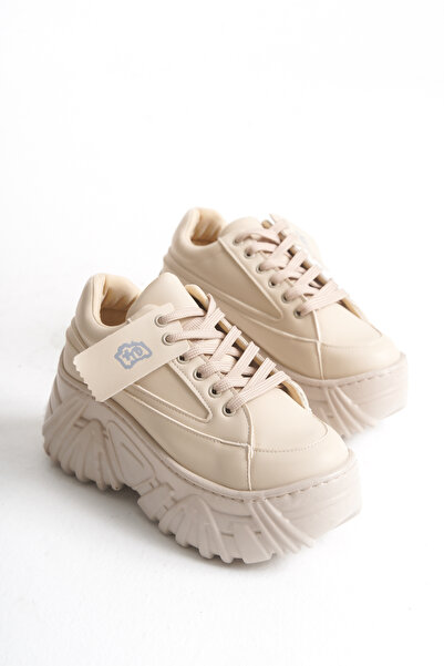 SEEM حذاء رياضي نسائي من Gemma بنعل عالٍ باللون البيج