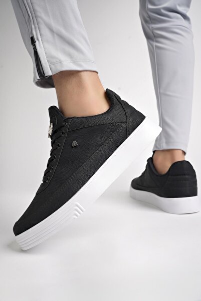 Ludiva Erkek Yürüyüş Ortopedik Rahat Günlük Sneaker Siyah-Beyaz