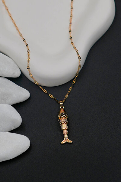 TREND COLLECTİON Paslanmaz Çelik Kuyruğu Sallanan Balık Gold Kadın Kolye
