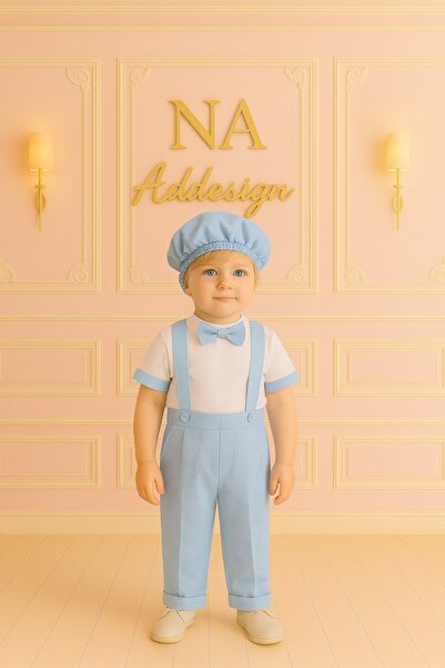 NA ADDESIGN Boy's Stylish Suit, – Includes Double Crepe Blouse, Bow Tie, and Hat in 8 Color Options