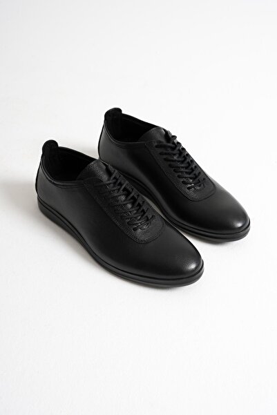 Mubiano حذاء روفان رجالي أسود من الجلد الطبيعي برباط مريح للاستخدام اليومي