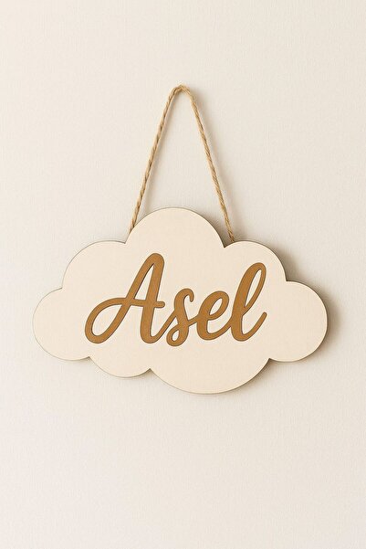 lalobaco Çocuk/ Bebek Kapı Süsü/ Duvar süsü/ Ahşap Kesim/ Bulut Şekli Tasarım