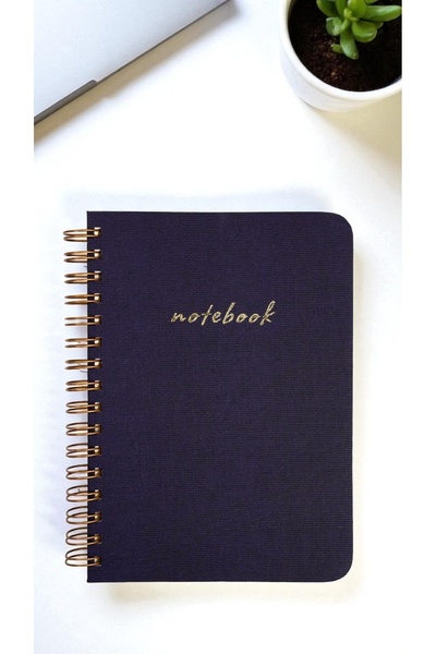 Printer X Studio دفتر ملاحظات بغلاف كتان أرجواني بحواف بيضاوية مخططة - مقاس A...