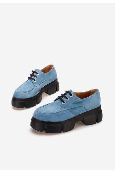 B T Shoes Modré kožené polobotky Catarina