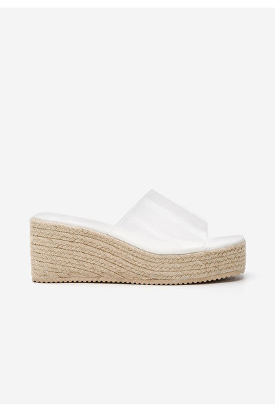 B T Shoes Bílé pantofle na platformě Brigette