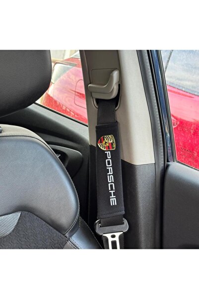 CEBECİOTO حزام أمان أسود من بورش، وسادة حزام المقعد، قطعتان