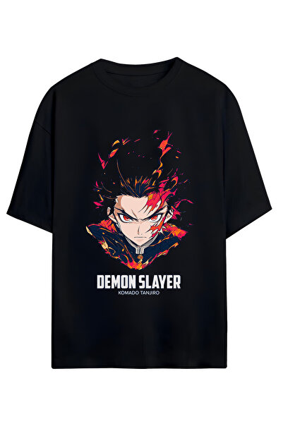 SVART WEAR تيشيرت قطني كبير الحجم للجنسين بتصميم خاص لعشاق ديمون سلاير