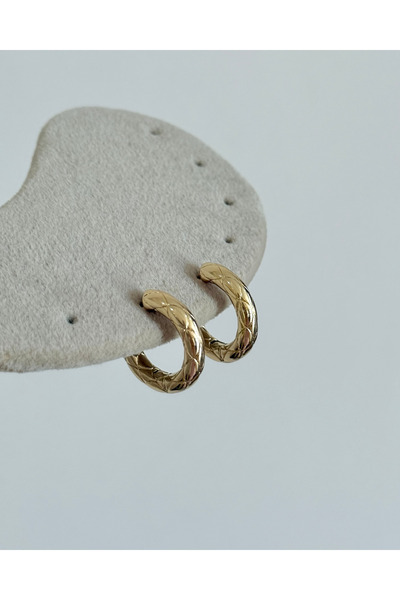 kems jewels Vintage Model Altın Kaplama Çelik Halka Küpe