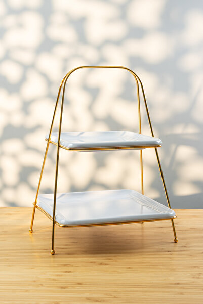 Yaren Style 2-Tier Metal Rustproof Luxury Gold Tiered Stand for Presentation and Catering Cake Pastry Stand Dowry Stand