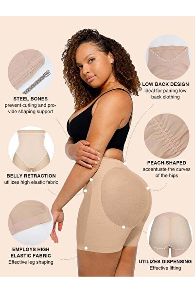 Fstyle Exclusive low waist tummy shaper with V-shaped back design and slimming buttock lifter compression shorts