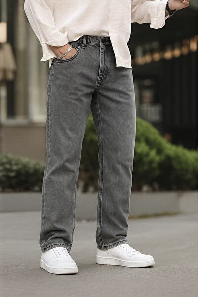 DAMGA JEANS Men's Jeans Wide Leg Smoked Baggy Denim Pants