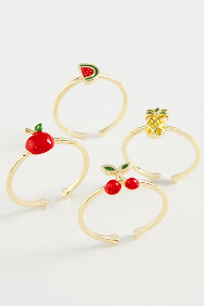 Auren Shop خاتم مختلط فاخر مرصع بالفواكه قطعة واحدة