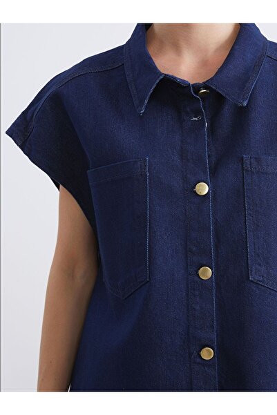 LC Waikiki Natuvera Gömlek Yaka Kadın Jean Yelek