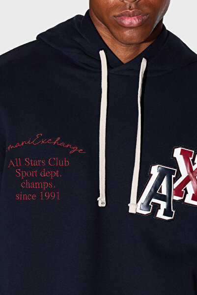Armani Exchange Logo Stretch Cotton Regular Fit Hooded Collar Sweat Men's Sweat Xm000749 Af12656 U