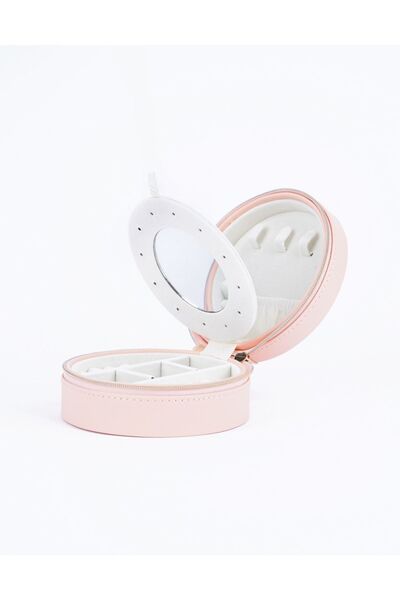 teknotrust منظم صندوق المجوهرات المحمول، خيارات الألوان الوردية والأبيض