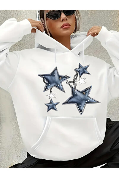 GALASHOP هودي نسائي مطبوع عليه نجمة زينكيليري