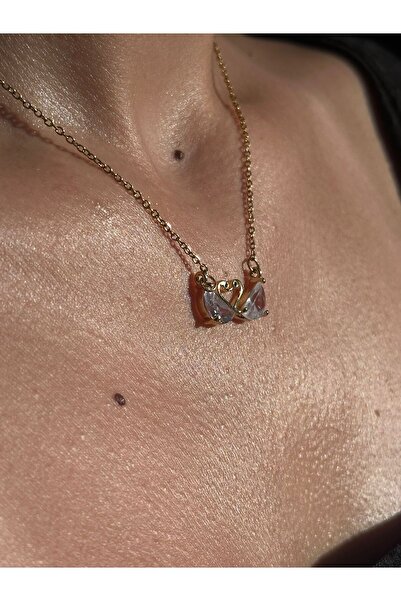 BOUNTİX Altın Rengi 2 li Kuğulu Çelik Kolye