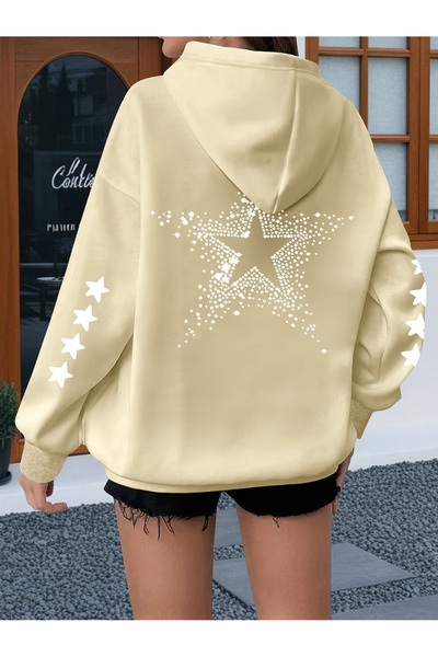 GALASHOP Kadın Plus Star Yıldız Hoodie