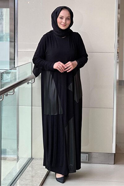 Nurcan Çetin Parça Deri Desenli Saçak Detaylı Elbise